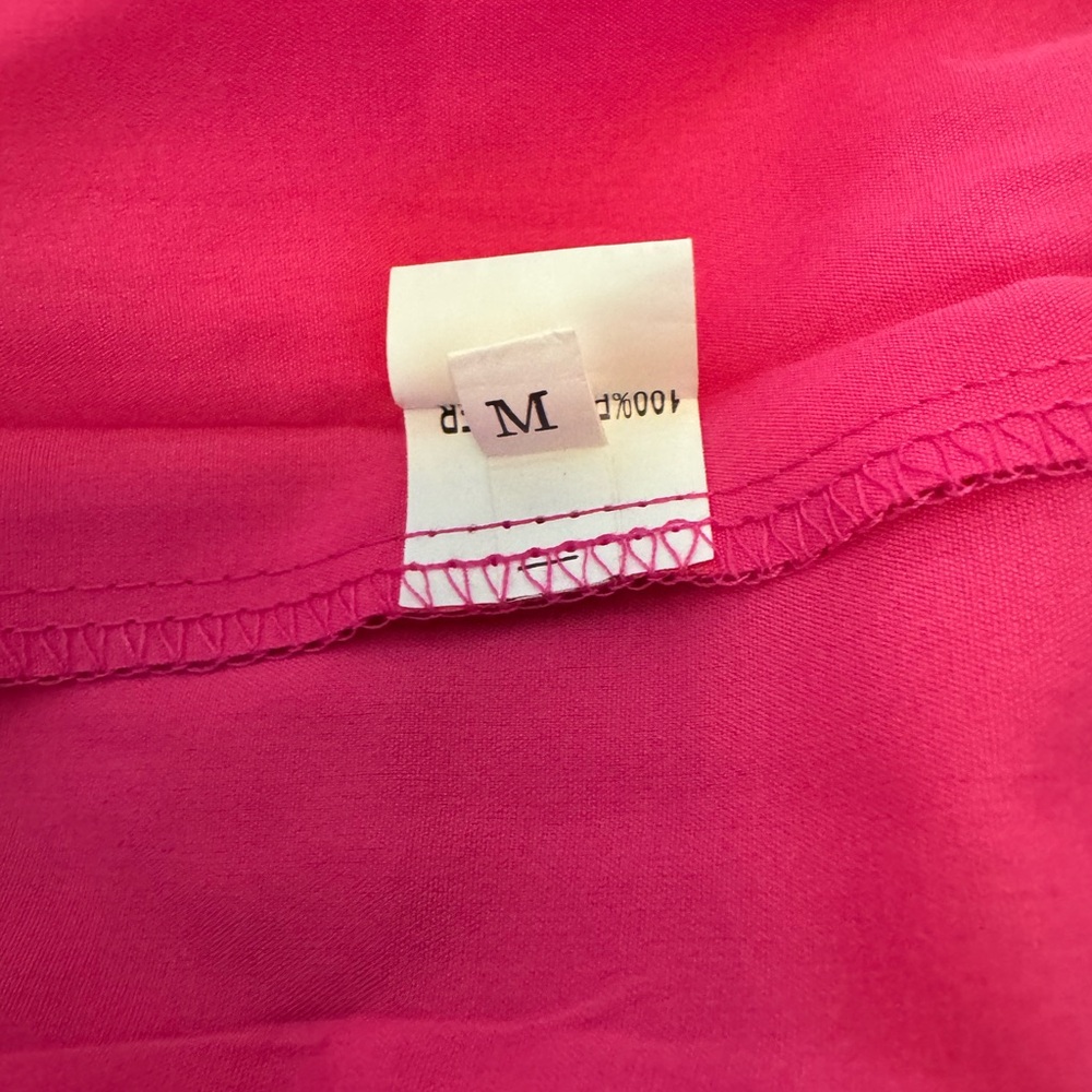 Hot Pink Tiered Maxi Dress Ruffle Sleeve V-Neck Size Medium - Picture 8 of 9
